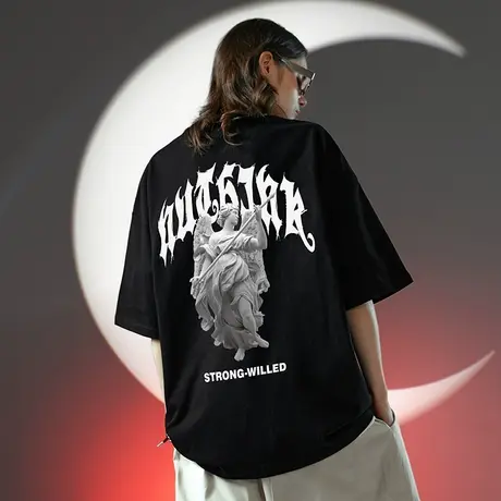 美式复古vintage短袖T恤男潮西海岸中性风潮牌宽松oversize半袖图片