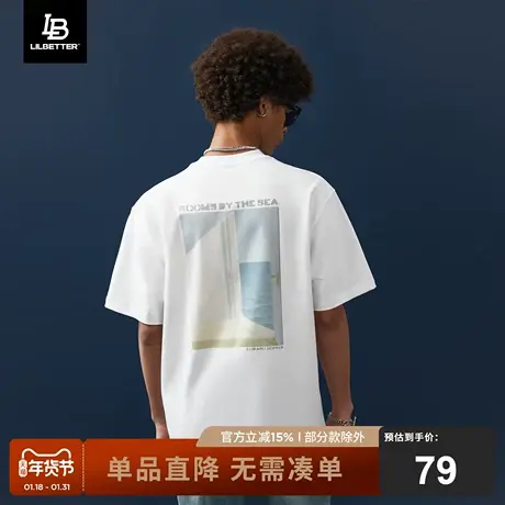 Lilbetter爱德华·霍普联名男士t恤短袖夏季纯棉体恤刺绣五分袖lb商品大图