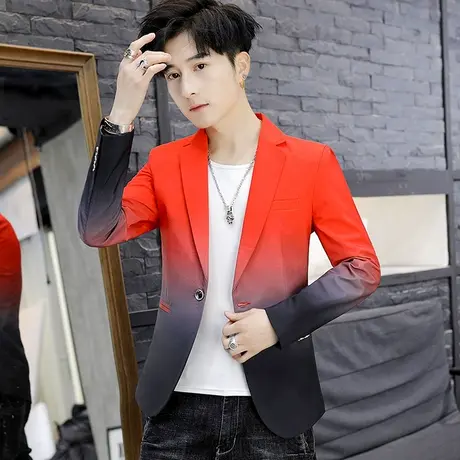 男士个性渐变西装社会小伙帅气单西外套休闲男装网红春秋季小西服商品大图