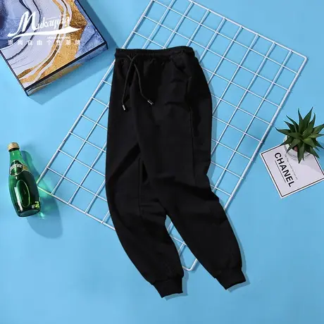 长裤子男夏季休闲裤潮流韩版卫裤黑色潮牌学生束脚九分裤薄款ins图片