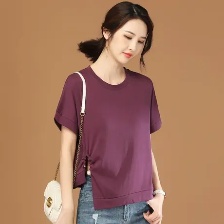 韩潮袭人圆领百搭短袖T恤女2023夏新款宽松休闲显瘦套头上衣薄款图片