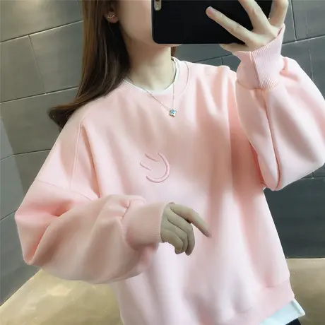 2023秋装新款纯色卫衣女宽松潮流韩版女装纯色套头长袖上衣女秋季商品大图