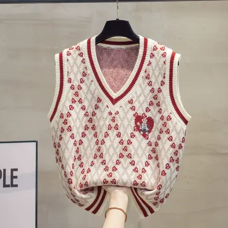 v领针织马甲背心女2023秋装新款宽松马夹外穿上衣外搭毛衣坎肩潮商品大图