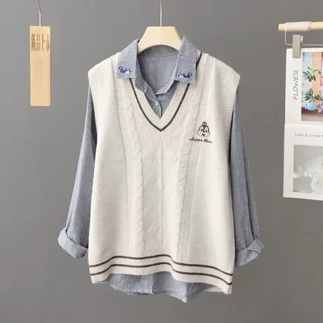 2023年新款v领针织马甲女秋冬外穿毛衣背心叠穿坎肩无袖上衣外搭图片