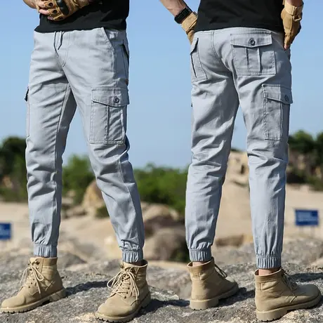 时尚潮流工装长裤男夏季男裤工装裤纯色百搭透气男款裤子多口袋商品大图