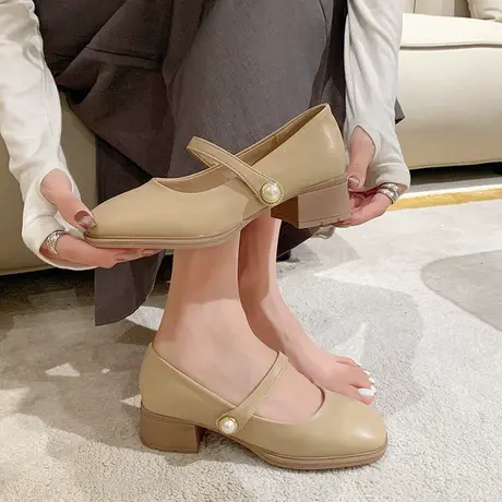 2023年夏季新款玛丽珍鞋浅口平底仙女风配裙子单鞋女夏豆豆鞋瓢鞋图片