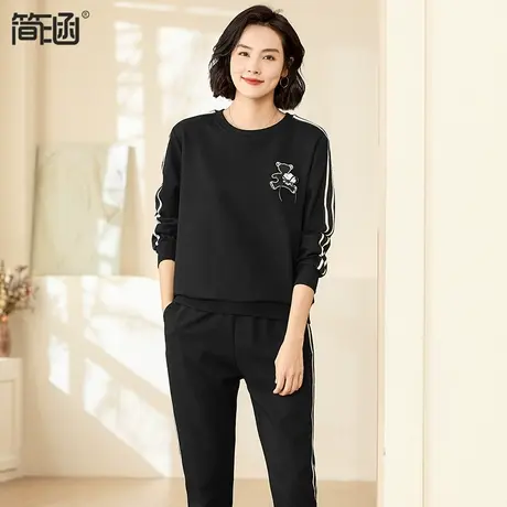 大码女装秋季新款2023两件套休闲运动宽松显瘦胖mm大码套装图片