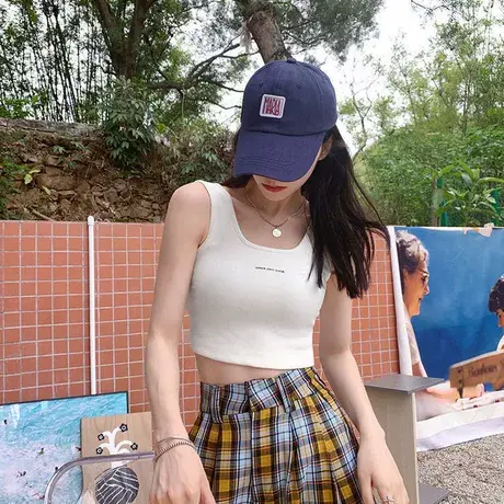 背心女黑色学生外穿韩版短款百搭背带运动露肚脐内穿打底衫吊带女图片