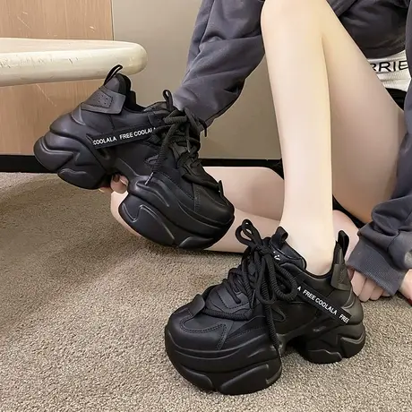 爆款老爹鞋增高鞋子女鞋2024春秋新款百搭小个子厚底松糕运动鞋女图片