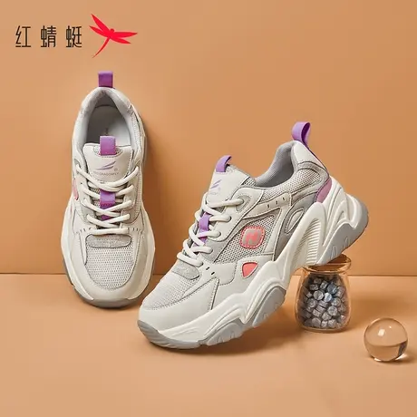 红蜻蜓真皮透气厚底老爹鞋女款夏季2023新款网面薄款运动休闲女鞋商品大图