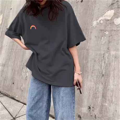 2023年新款春夏季情侣女装别致小众设计感上衣服正肩短袖t恤潮ins图片