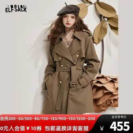 妖精的口袋美拉德风衣外套女2023秋季新款小个子中长款休闲大衣潮图片