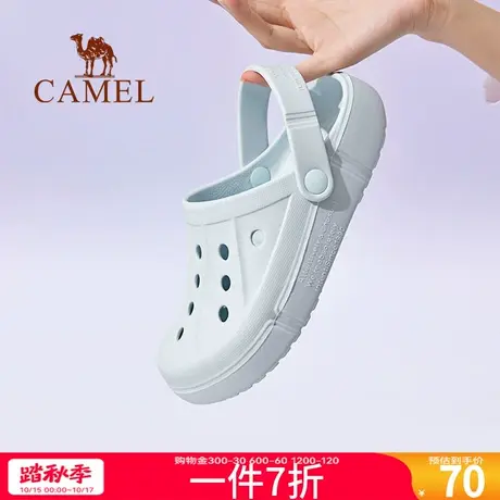 骆驼女鞋沙滩鞋夏季室外穿游泳拖鞋海边防滑水鞋凉拖洞洞漂流凉鞋商品大图