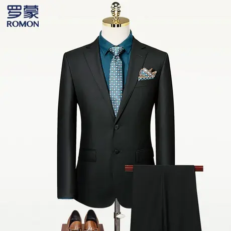 罗蒙新款男士商务休闲西服套装两粒扣羊毛正装西装男商品大图
