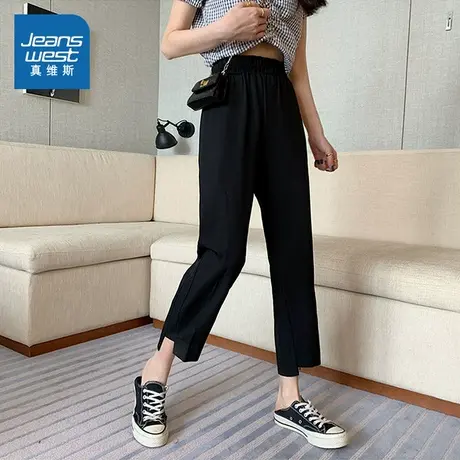 LE真维斯女装长裤2025春季新款韩版纯色休闲裤女生宽松显瘦裤子潮商品大图