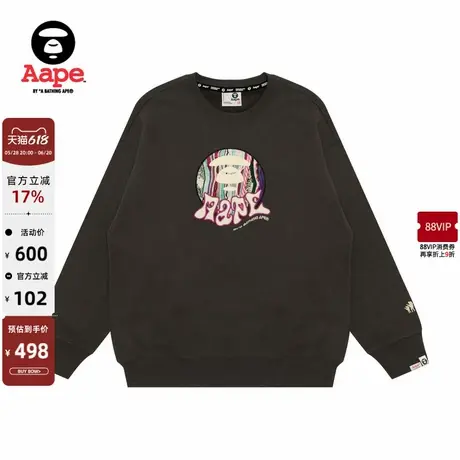 Aape旗舰店女装春秋爱心字母刺绣宽松圆领卫衣B394XXN图片