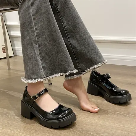 日系jk鞋子小皮鞋女英伦风2023春季新款黑色厚底洛丽塔玛丽珍单鞋商品大图