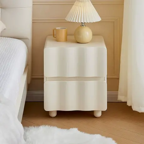 政府补贴全友家居奶油风床头柜卧室家用实木脚床边抽屉柜商品大图