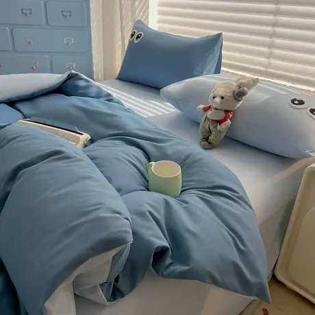 2026新款萌趣大眼睛毛巾绣色织水洗棉四件套少女多巴胺图片