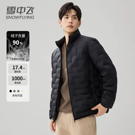 雪中飞立领羽绒服男女同款2025冬新款时尚白鸭绒保暖秋冬轻便外套图片