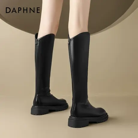 达芙妮厚底长筒靴女2025冬新款加绒保暖骑士靴小个子增高显瘦长靴图片