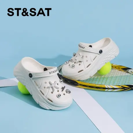 星期六厚底洞洞鞋女增高泡泡鞋女防滑包头拖外穿ins潮网红凉拖鞋图片