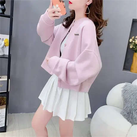 潮牌小个子超火短款卫衣开衫女春秋2023年新款宽松设计感外套上衣商品大图