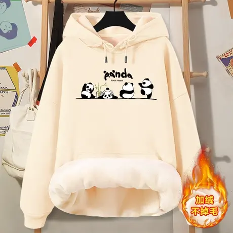 连帽卫衣女秋冬加绒加厚2023年新款爆款小众风显瘦小个子外穿上衣商品大图