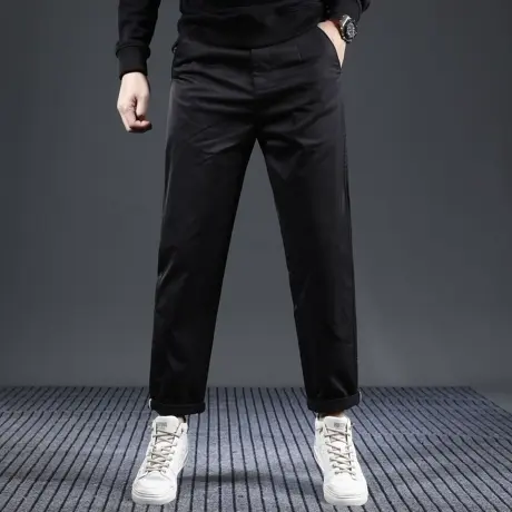 裤子男休闲裤宽松直筒黑色2023新款秋季潮流百搭男士裤子西裤秋冬商品大图