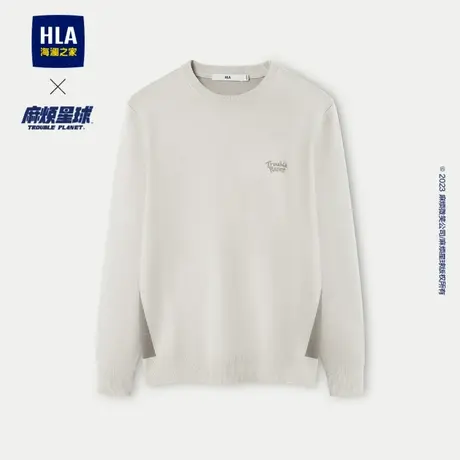 HLA/海澜之家麻烦星球联名系列针织衫23秋冬新款圆领包芯纱毛衣男商品大图