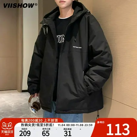 VIISHOW韩版潮流宽松冲锋衣男生春秋季2023新款防水外套户外夹克商品大图
