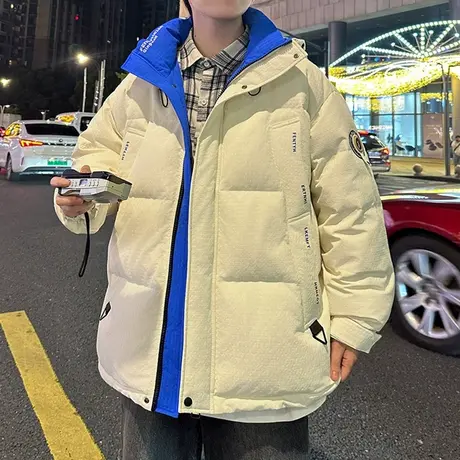 正品羽绒服男士冬季连帽休闲上衣青年加厚防寒保暖白鸭绒潮牌外套图片