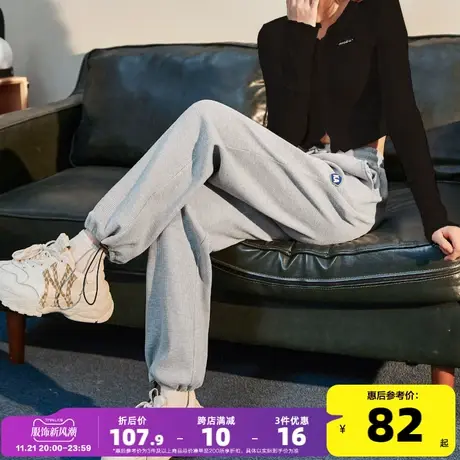 唐狮春秋新款运动裤女宽松直筒高腰阔腿时尚潮流卫裤灰休闲裤子商品大图