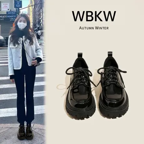 【真皮】英伦风小皮鞋女2023秋季新款黑色职业软底单鞋厚底乐福鞋图片
