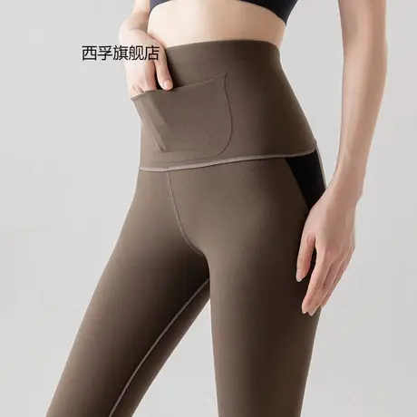 秋冬南方款护宫磨毛芭比裤薄绒高弹锦纶鲨鱼皮打底裤抓绒瑜伽裤图片