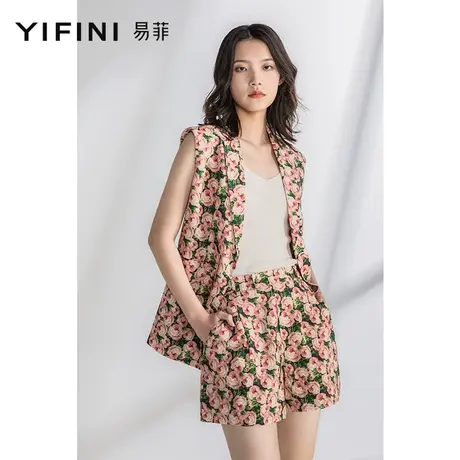 Yifini/易菲宽松西装领无袖马甲薄款女上衣夏季新款休闲外套商品大图
