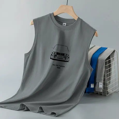 重磅纯棉背心男士夏季薄款跨栏运动健身坎肩篮球汗衫宽肩无袖t恤商品大图