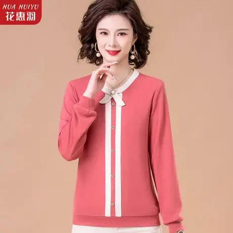 妈妈春装上衣长袖T恤中老年衬衫春秋打底衫中年女装洋气小衫套装商品大图