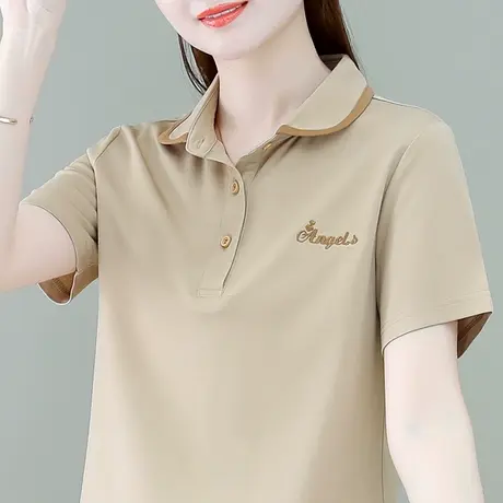 POLO领短袖t恤女夏2024年新款时尚修身显瘦保罗领上衣夏装体恤衫商品大图