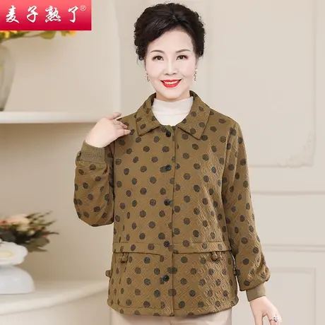 2023秋季新款大码胖妈妈小个子装翻领外套中老年人女装春开衫夹克图片
