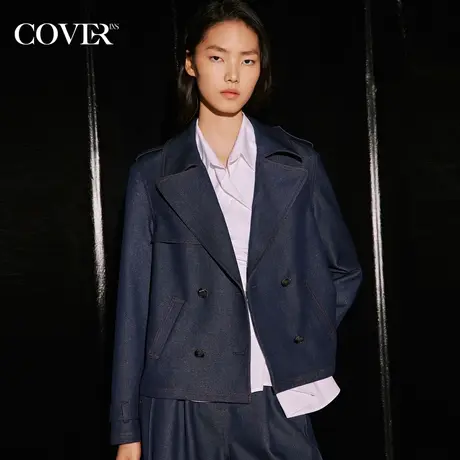 COVER秋季西装翻领抗皱仿牛仔外套商品大图