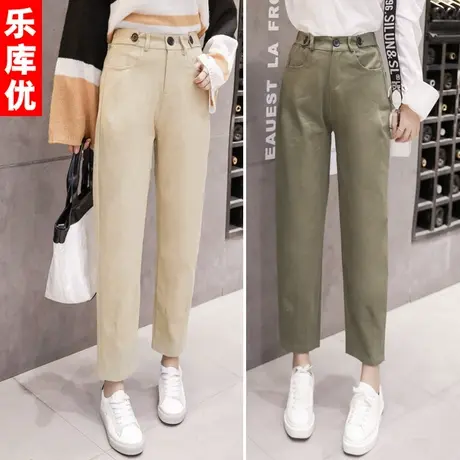 2023春秋新款高腰阔腿哈伦裤女九分休闲工装裤宽松直筒裤女裤子商品大图