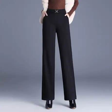 黑色直筒西装裤女秋冬2023新款高腰通勤加绒长裤垂感显瘦阔腿裤子商品大图