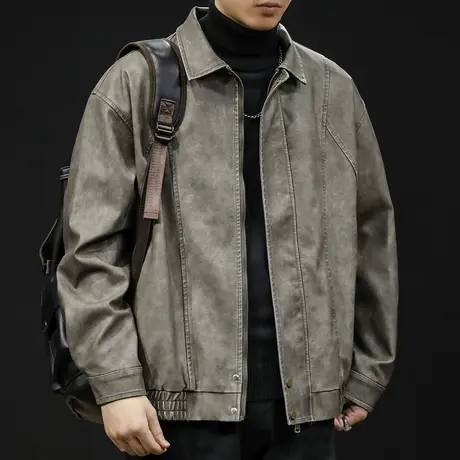 机车皮衣外套男2024新款高级感美式复古男士飞行员夹克潮牌春秋季商品大图