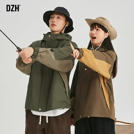 情侣拼接冲锋衣男春秋季山系户外登山服外套男士2024新款工装夹克商品大图