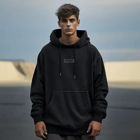 美式字母复古嘻哈大码卫衣男装ins纯棉重磅做旧高街外套加绒春秋商品大图