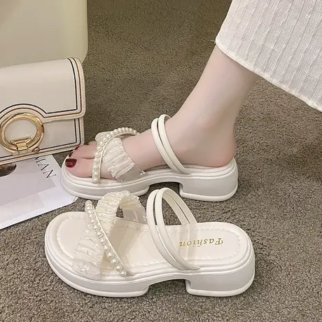 高跟凉鞋女两穿气质高级感凉拖鞋2023爆款夏季沙滩鞋一脚蹬孕妇鞋商品大图