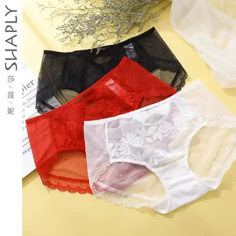 莎莲妮性感女士蕾丝内裤舒适透气超薄中低腰平脚裤SC20114图片