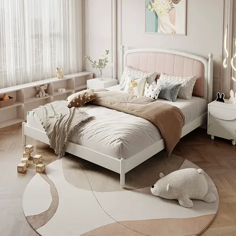 【门店】全友家居儿童床卧室宽大床屏生态科技皮软包儿童床121382图片