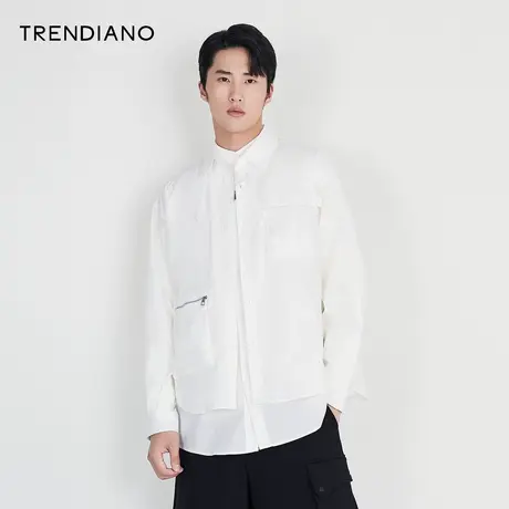 TRENDIANO官方男装秋季新款潮流长袖衬衫外套男商品大图